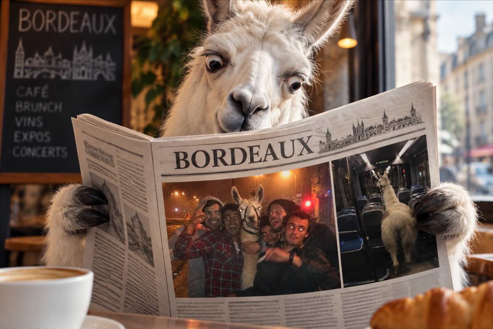 Lama lecteur au café bordelais-original